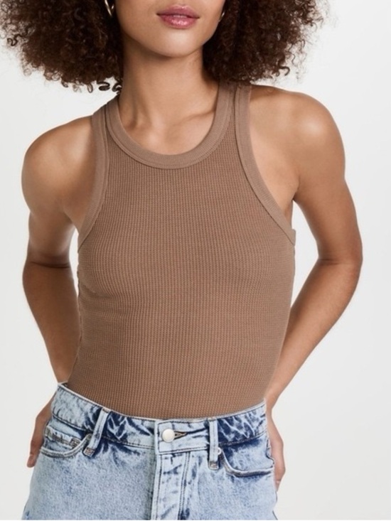 Good American Tops - Good American Essentials Ribbed Tank Top Brown